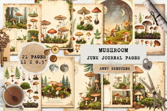 Download 21 Vintage Mushroom Forest Junk Journal - Forest Collection