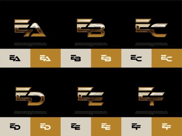 Download 6 Sets of EA-EF Initials Luxury Logos - Premium Resources