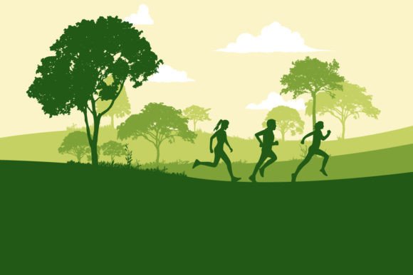 Download Runner Marathon in the Forest Silhouette - Forest Collection