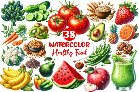 Download Watercolor Healthy Food Clipart - Healthy Collection