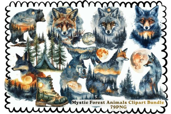 Download Mystic Forest Animals Clipart Bundle PNG - Forest Collection