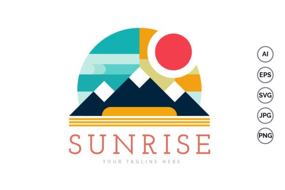 Download Mountain Sunrise Modern Geometric Logo - Geometric logo Collection